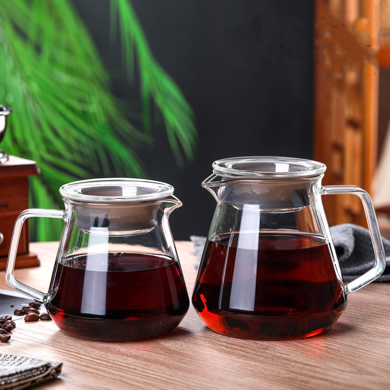 Borosilicate Glass Coffee Pot with Lid Pour Over Coffee Maker Portable Drip Kettle Tea Pots Espresso Coffe Percolator WY60310