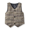 New British Gentleman Checked Waistcoat for Boys Sleeveless Single-breasted Vest Kids Formal Outerwear 1-7Y