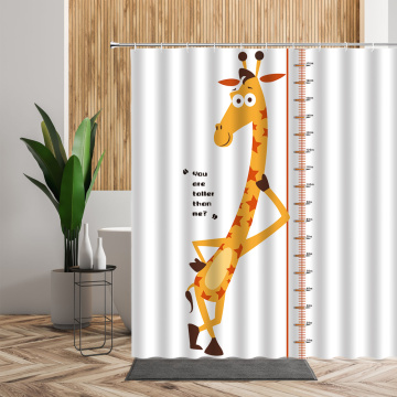 Cute Animal Shower Curtain Sets Cartoons Funny Giraffe Waterproof Childen Bathroom Decor Bath Screen Fabric Curtains For Bedroom