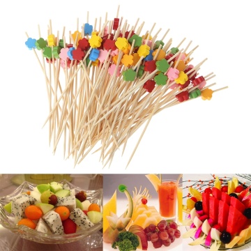 New 100pcs 12cm Plum Blossom Bamboo Cocktail Picks Fruit Food Sticks Disposable Toothpicks