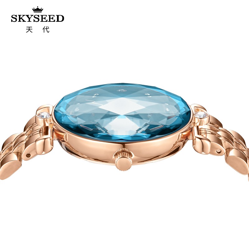 SKYSEED fashion tempered mineral glass mirror ladies watch