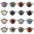 Gemstone Stackable Fashion Ring Silver Plated Statement Knuckle Handmade Gemstone Gothic Vintage Rings 10MM Cabs Ring Adjustable
