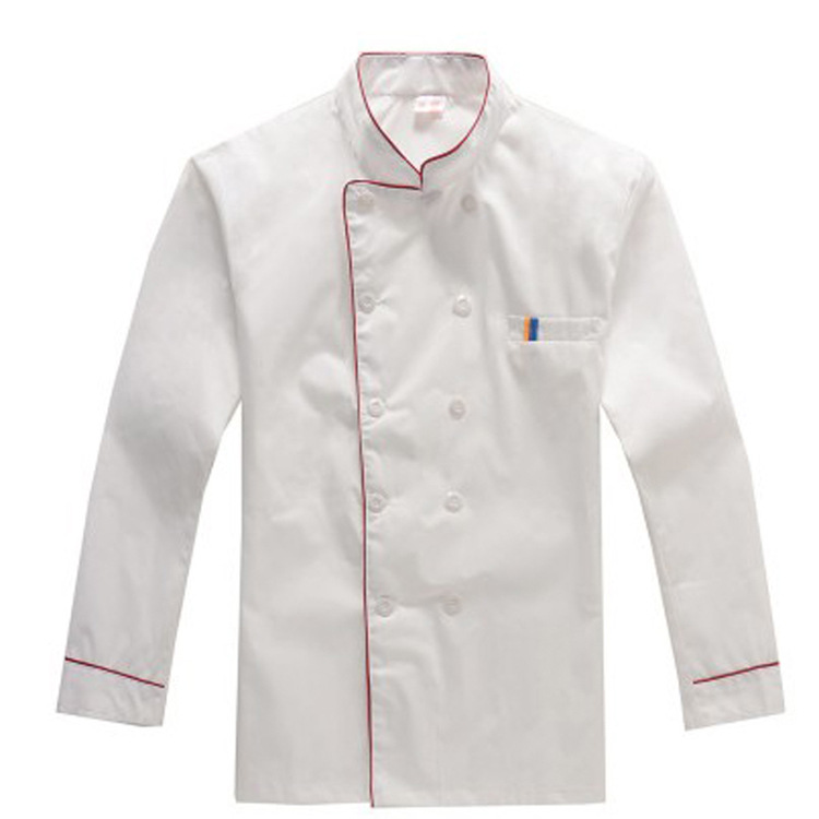 Large Size Chef Uniform Long Sleeve White New Men Women Kitchen Hotel Restaurant Red Blue Edge High Quality Hygroscopic Workwear