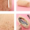 AQ Fashion Cute Cartoon Plush Fuzzy Fluffy Pencil Case Cosmetic Stationery Storage Box Supply For Kids Student Tool