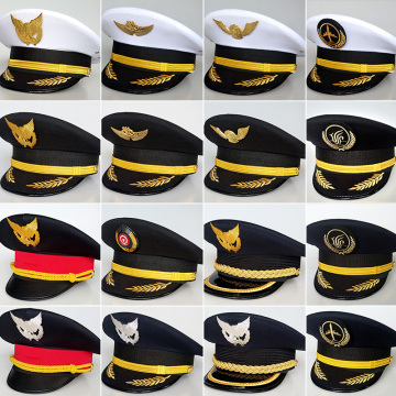 Unisex Flight Airline Captain uniform eaves cap pilot Hat civil aviation cap security staff Professional headgear railway cap