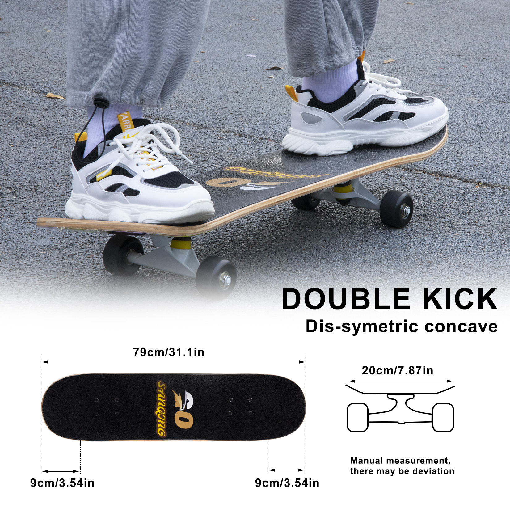 Double Rocker Skateboard Teenagers Adult Beginners Complete Skateboard High Speed Drift Four-wheel Skateboard