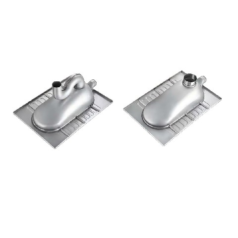 Customizable stainless steel squat toilet.