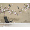 Beibehang Wallpaper mural magnolia hand-painted meticulous flower and bird TV background wall decorative painting 3d wallpaper