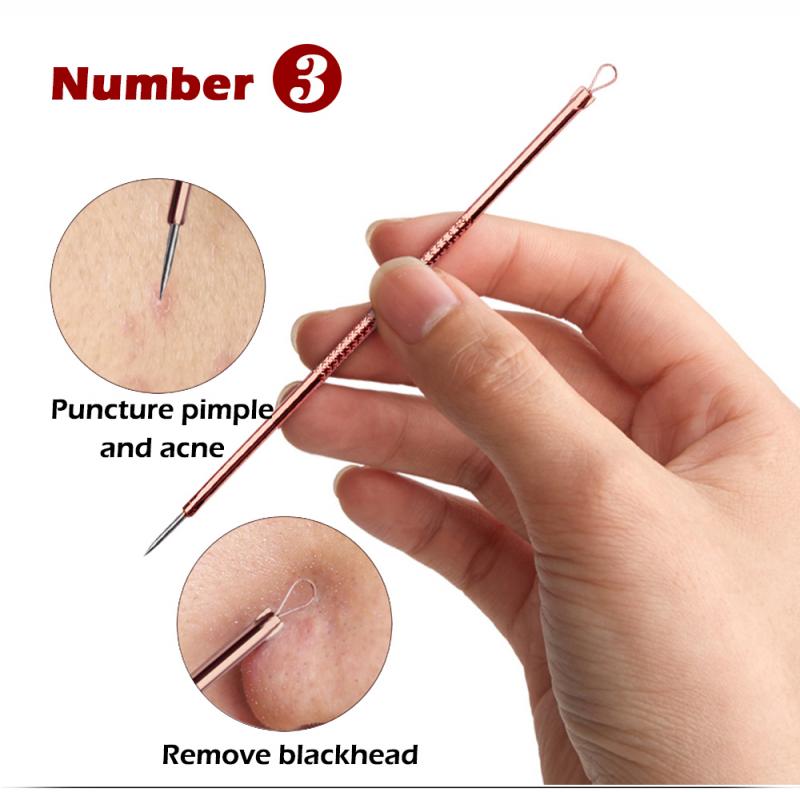 4pcs/set Rose Gold Blackhead Pimple Needles Pimple Blemish Extractor Set Blemish Treatment Deep Cleansing Skin Care Tool TSLM1