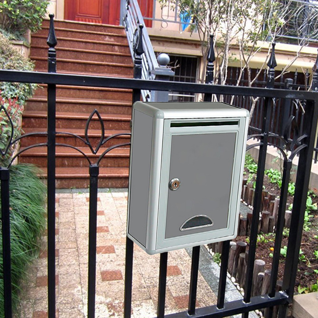 2pcs Aluminium Alloy Wall Mounted Mailbox Lockable Letterbox Post Box Vertical Locking Drop Mail Box for Home Garden Wall Decor