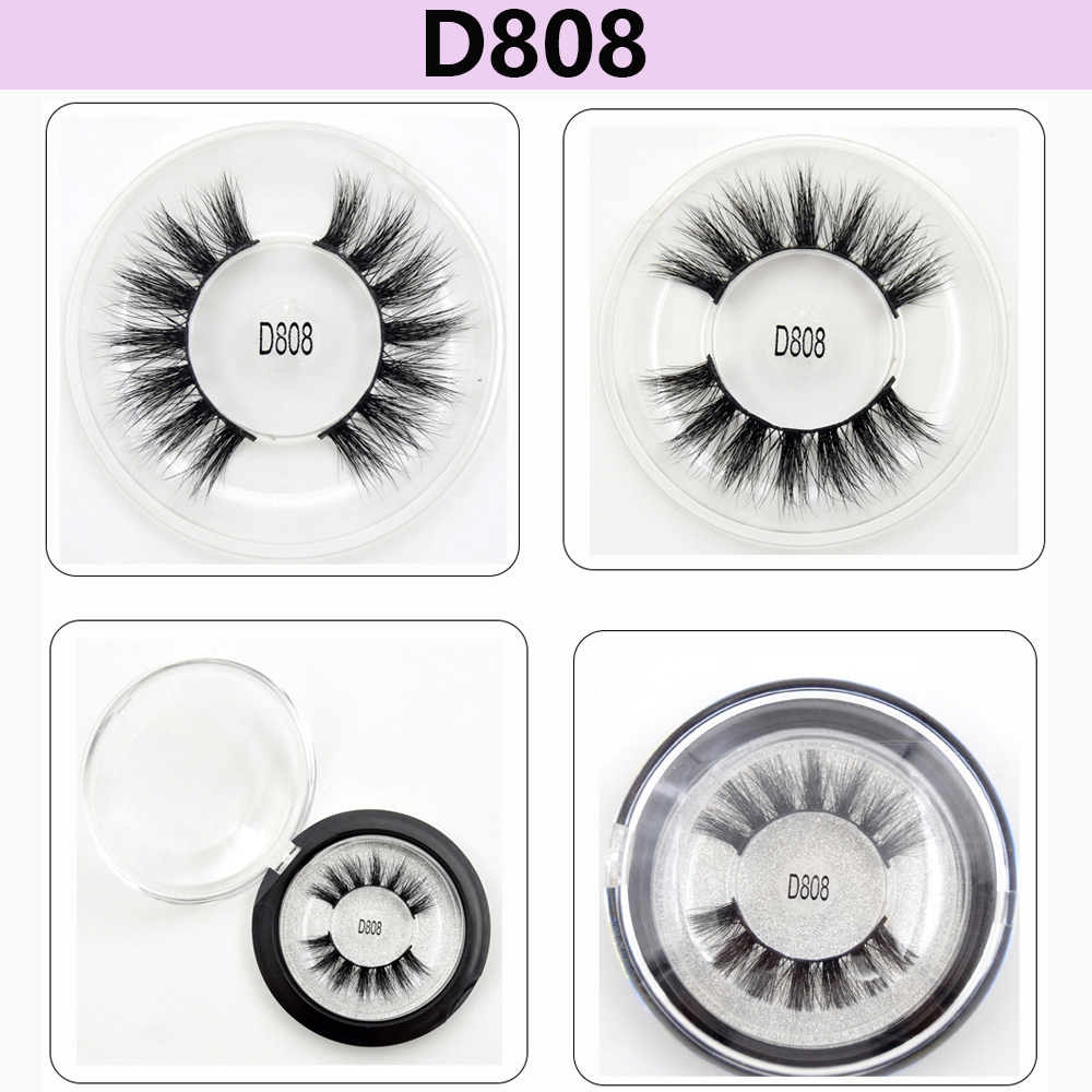 False Eyelash 3D Mink Lashes Handmade Natural Cross Long Mink Eyelashes Make Up Reusable False Eye Lashes Full Strip Lashes D808