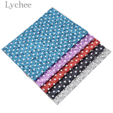 Lychee Life 29x21cm A4 Dots Glitter PU Leather Fabric High Quality Shiny Synthetic Leather DIY Material For Handbag Garments