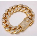 Hip-hop 1 set of 20 mm rhinestones Miami Cuban chain bling rap bracelet bracelet necklace men's jewelry