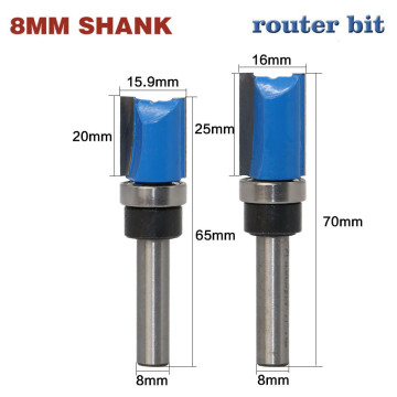 Top Qualuty 1pc 8mm Shank Industrial Grade Woodworking Tool Router Bits For Wood Flat End Mills With Bearings Milling Cutter