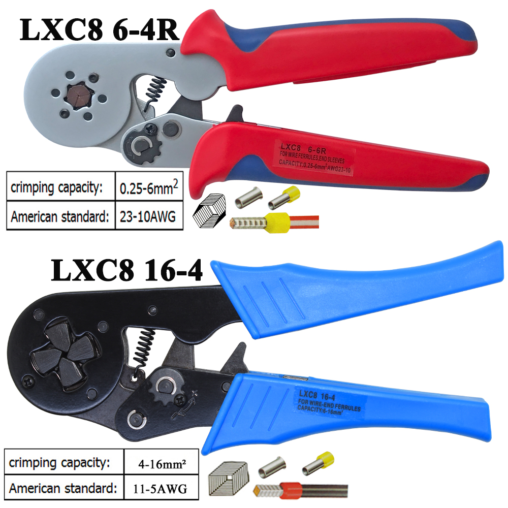 LXC8 10S 0.25-10mm2 23-7AWG LXC8 6-4/6-6 0.25-6mm2 LXC8 16-4 crimping pliers electric tube terminals box mini brand clamp tools