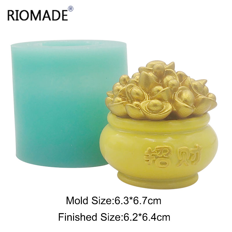 3D Brave Troops Silicone Mold Chinese Style Gold Ingot Shape Chocolate Candle Plaster Mould For Fondant Cake Decorating Tools