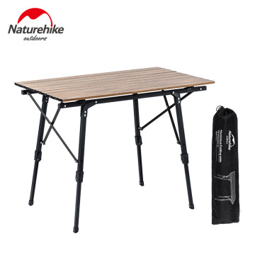 Naturehike Outdoor Camping Folding Table Wood Grain Telescopic Foldable Picnic Table Bearing 30kg Stable Portable Daily MW03