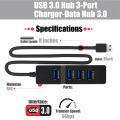 4 Port Computer Adapter Splitter Extender Laptop Expander Multiple Drive Free Networking Keyboard Mouse USB3.0 Hub High Speed