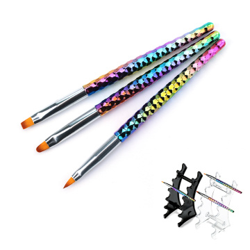 3pc/Set Rainbow Nail Brushes For Manicure Acrylic UV Gel Extension Pen For Nail Polish Painting Drawing Brush Paint Tools