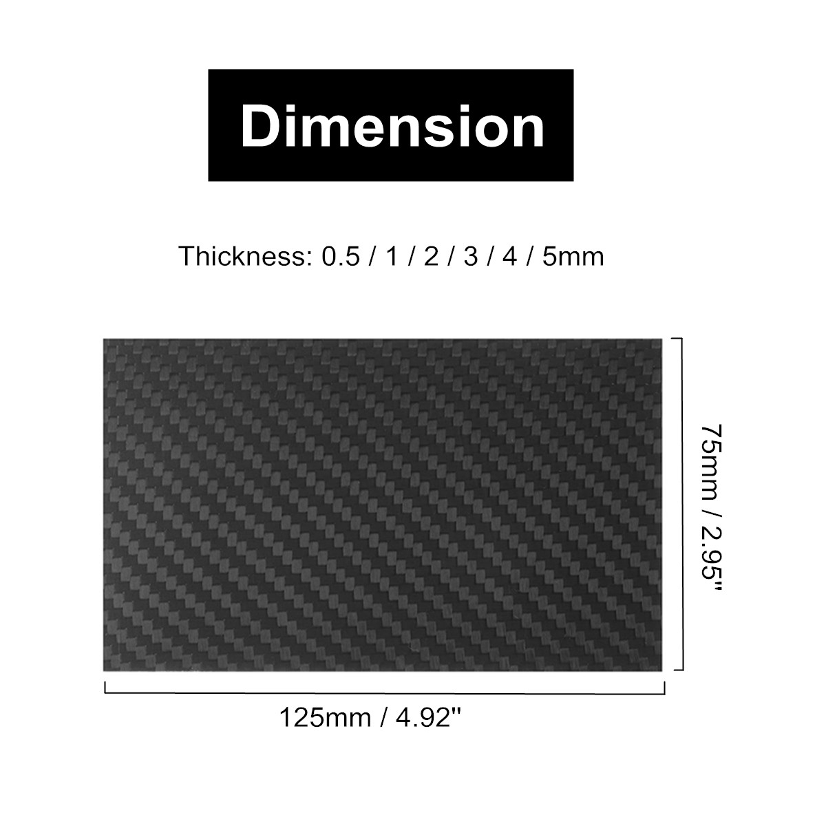 0.5-5MM 3K Matte Surface Twill Carbon Plate Panel Sheets High Composite Hardness Material Anti-UV Carbon Fiber Board 125X75 mm