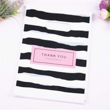 2019 New Style Wholesale 100pcs/lot 15*20cm Fashion Gift Packaging Black&white Striped Shipping Plastic Bags with Thank you