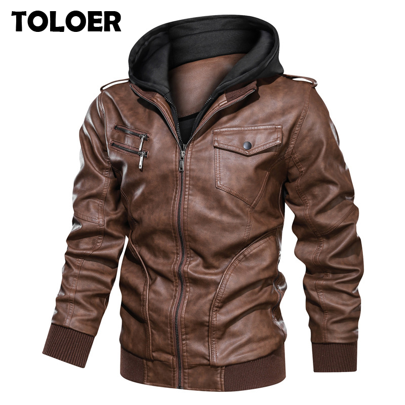 Men's Leather Jacket Winter Autumn Mens Motorcycle PU Coat Warm Fashion Slim Outwear Male Brand Clothing Euro size Dropshipping