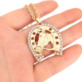 hzew Crystal Horseshoe Necklace Horse pendant Necklace Brand Necklaces Women's Fashion Jewelry gift