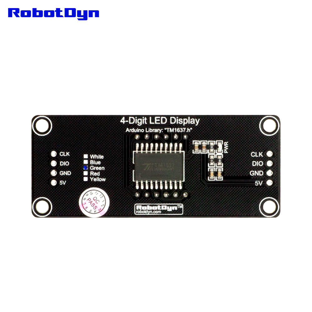 4-Digit LED 0.56" Display Tube GREEN (decimal), 7-segments, TM1637, disp. size 50x19mm