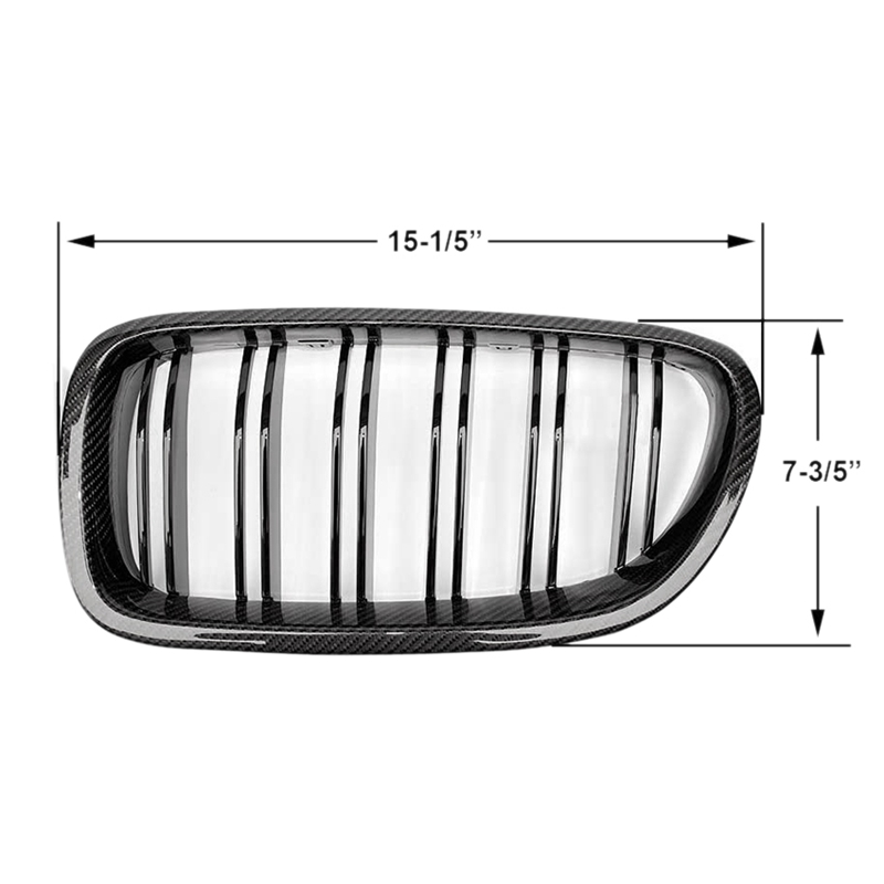 Car Carbon Fiber Glossy Double Slats Front Kidney Grille Grill For-BMW 5 Series F10 F11 M5 2010-2016