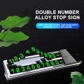 Aluminium Alloy Luminous Car Hidden Temporary Parking Card Double Telephone Number Card Plate Stickers for Car Auto Accessories