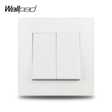 Wallpad S6 White 2 Gang 1 Way 2 Way Wall Switch On Off Light Rocker Switch Brushed PC