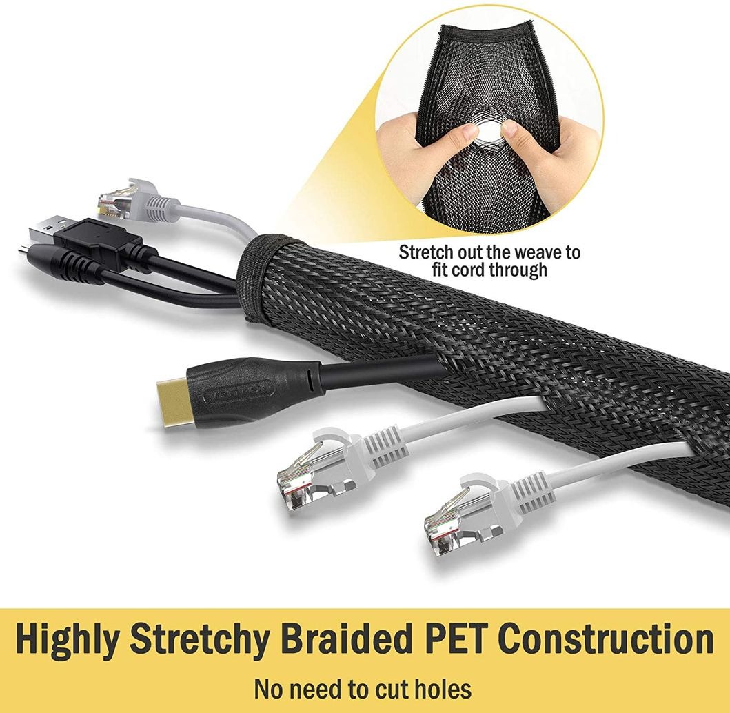 Zipper cable sleeve braided wrap