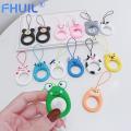 Cute Silicone wrist strap Lanyard For Keys Phones Ring Straps for iPhone7 Keycord Lanyards Finger Rings Mobile Phone Accessories