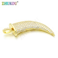 12*33mm Ivory Brass Cubic Zirconia Charms Pendants for DIY Jewelry Findings Accessories, Hole: 3mm, Model: VD58
