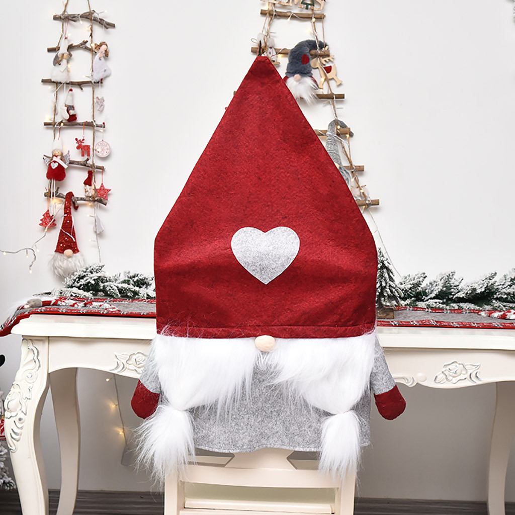 1PC Santa Claus Cap Chair Cover New Year Dinner Table Christmas Hat Chair Back Covers Xmas Decorations For Home Chair Covers