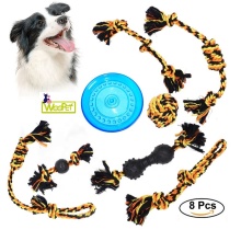 Cotton rope ball dog toy set with flying disc for training dogs dog soft toy