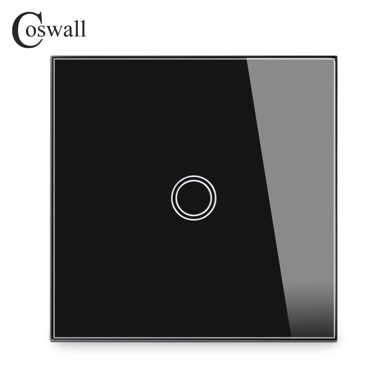 Coswall 1/2/3 Gang 1 Way On / Off Touch Sensor Wall Light Switch EU/Russia/Spain/UK Standard Crystal Glass Panel AC 110-240V