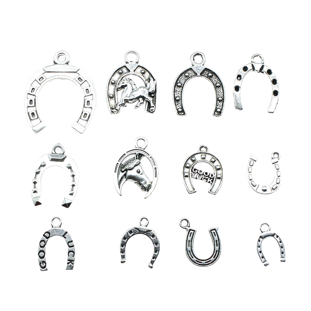 20pcs Horseshoe Pendant Charms Antique Silver Color Horse Shoe Charms Jewelry Lucky Horseshoe Charms For Bracelet