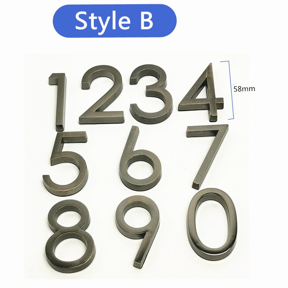 Dark Gray 5cm/6cm/7cm House Number Stickers 3D Self Adhesive Door Sign Number Digit Tag Apartment Address Door Label