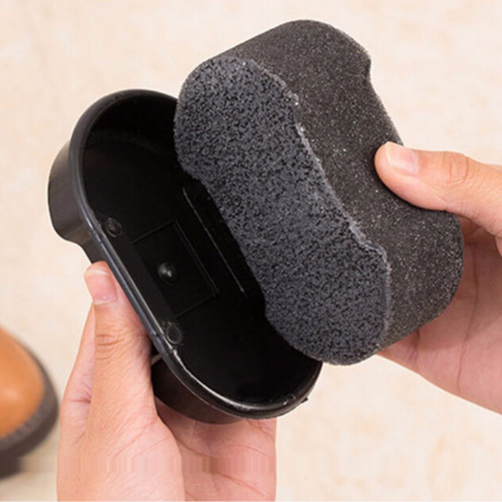 1Pc Black Sponge Shine Shoes Brush Cleaner Leather Polishing Cleaning liquid wax shining Sponge polisher For Shoe Boot bag sofa