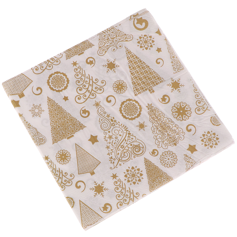 20PCS Festival Napkins Cloth Square Christmas Paper Napkin Pocket Handkerchief Home Xmas Table Craft Decoration Table Napkin