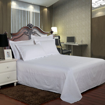 White Hotel Satin Flat sheet 100% Cotton Solid color Stripe Bedspread Bed sheet