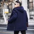 Mens Woolen Coat Men's Winter Fashion Warm Wool Jacket Coat Men Autumn Hooded Zipper Woolen Trench Jacket Male Clothes Outerwear