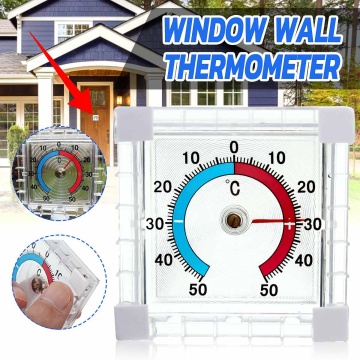 NEW Portable Square Window Wall Indoor Outdoor Thermometer Temperature Measurement Instruments Blue Red Scale Easy See