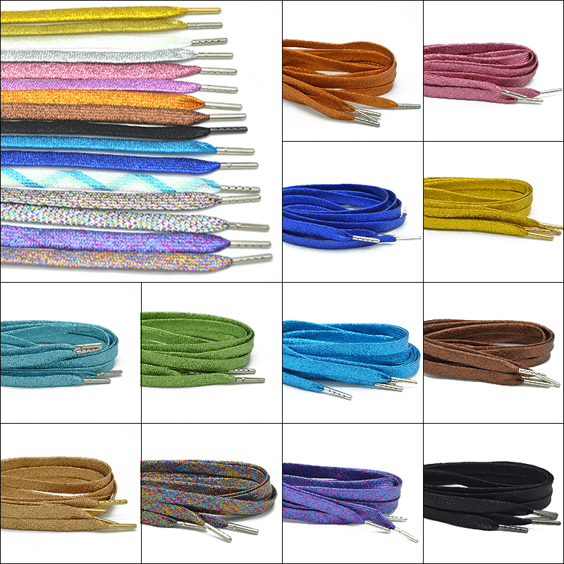 Shimmering Metallic Glitter Flat Shoelaces Sparkle Shiny Bootlaces for Canvas Sneakers Athletic Boots Shoes Free Shipping