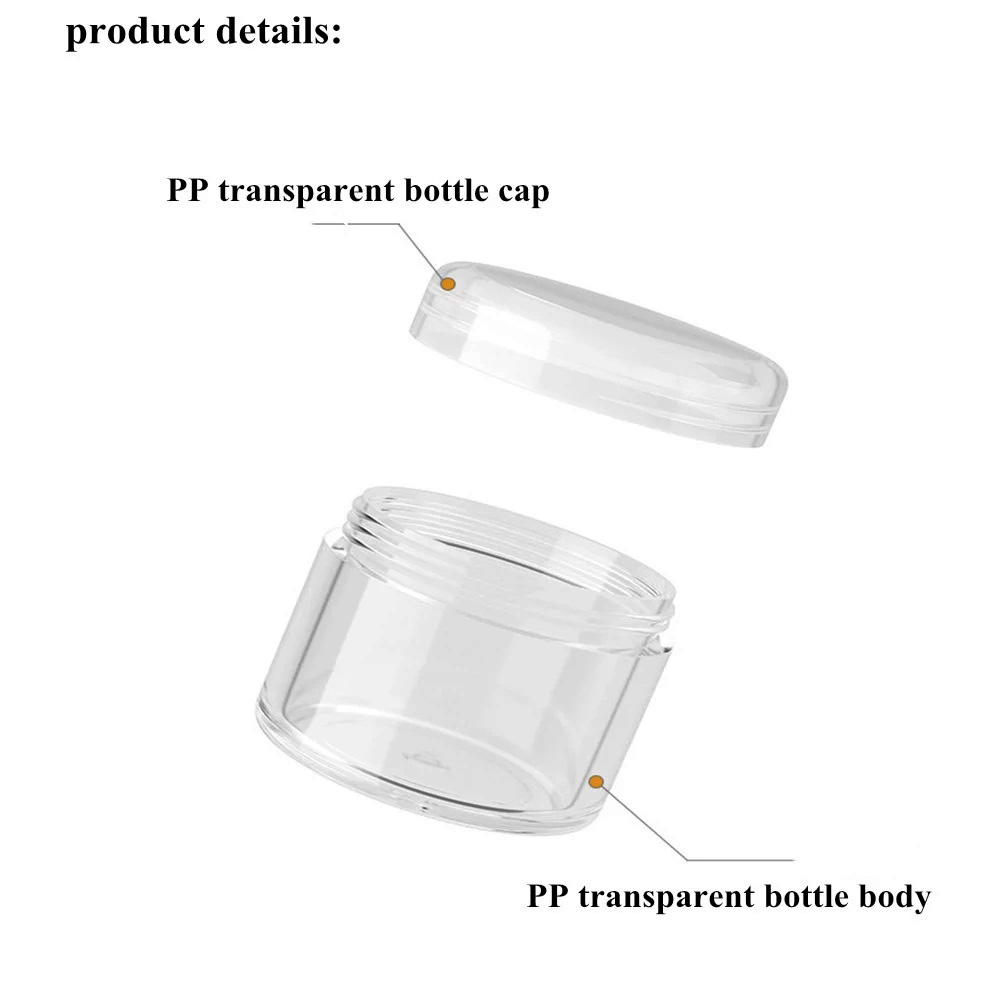 Empty Makeup Jar Pot Refillable Sample Bottles 3g/5g/10g/15g/20g Plastic Transparent Travel Face Cream Lotion Cosmetic Containe