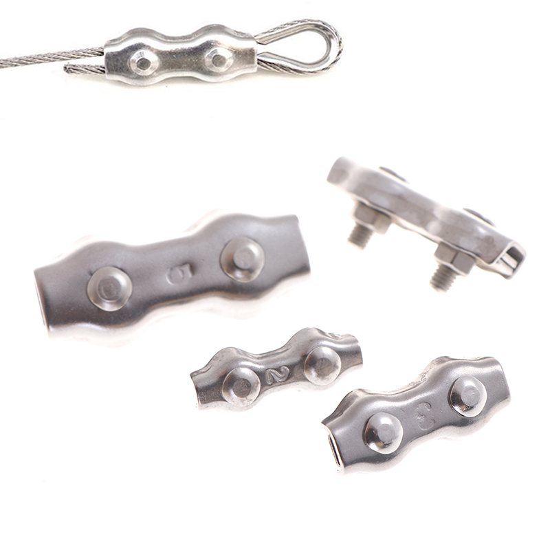 5Pcs M2-M5 Stainless Steel 2-Post Bolt Clip Wire Rope Clip Cable Clamp Caliper Grip Duplex Adjustment Wire Rope Clamp Caliper