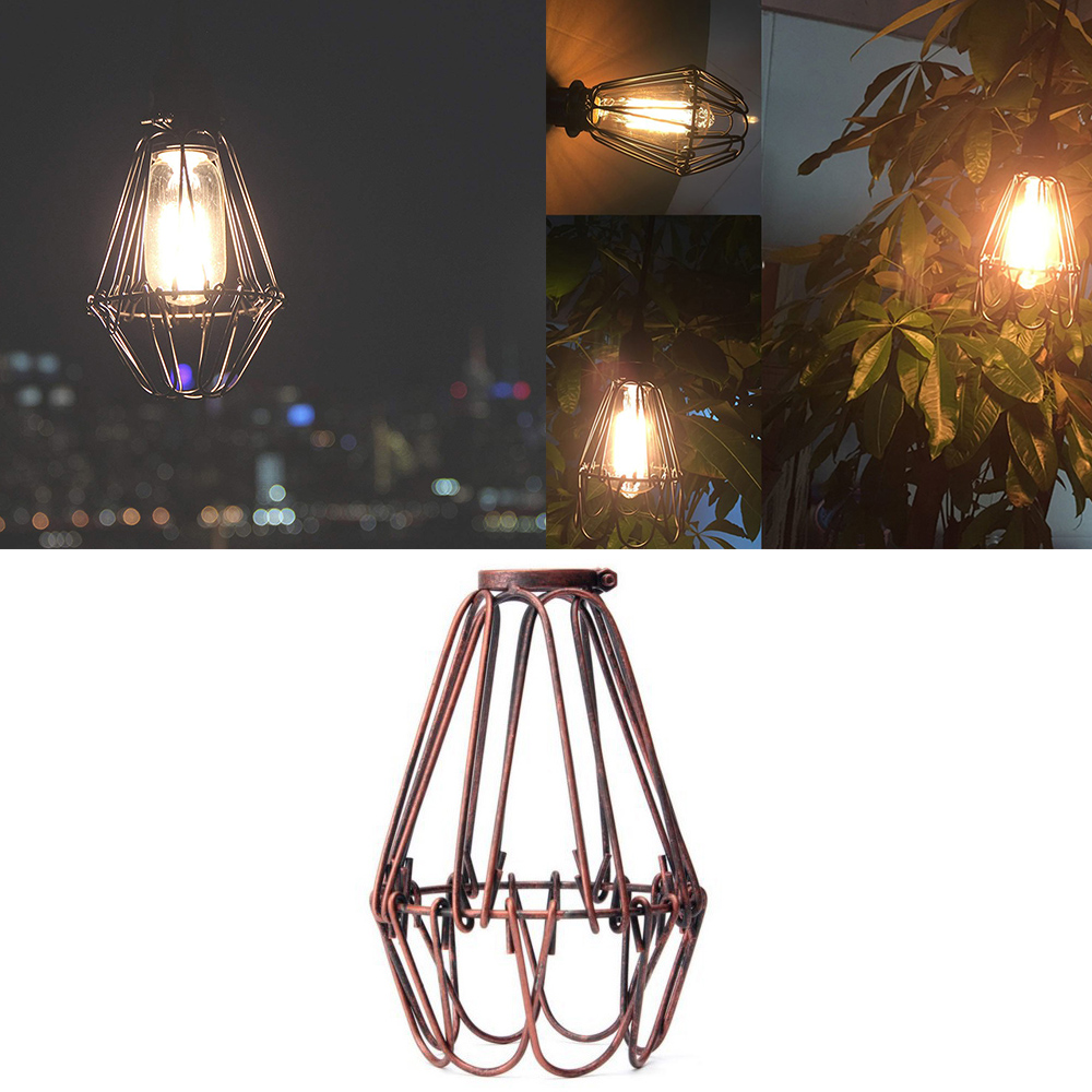 Industrial Vintage Style Hanging Pendant Metal Wire Cage Adjustable Light Fixture Lamp Guard Bulb Guard Vintage Lamp Shade Q35