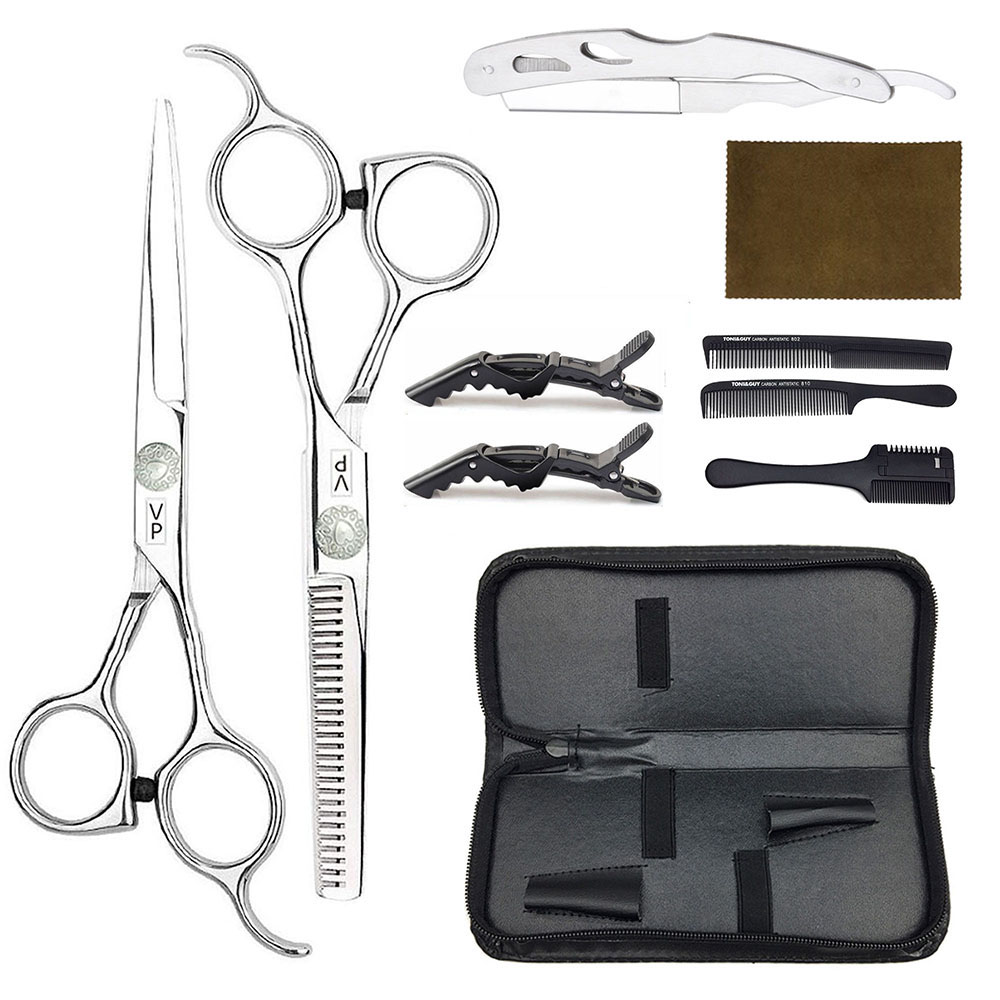 Professional Hairdressing Scissors Kit 6 Inch Stainless Steel Hair Scissors Tail Comb Hair Cloak Hair Cut Comb Styling Tool