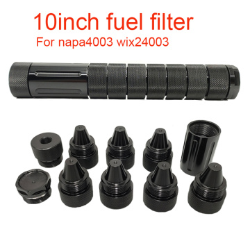 10 inch 1/2-28 5/8-24 Screw Cones Single Core Aluminum Car Fuel Filter Fuel Trap Solvent Filters For NAPA 4003 WIX 24003